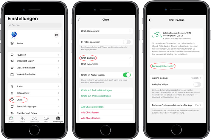 WhatsApp-Backup erstellen unter iOS