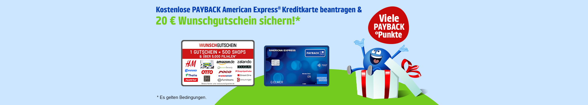 Mit der kostenlosen PAYBACK Amex Kreditkarte immer und überall punkten und Extra-Punkte für die Beantragung sichern