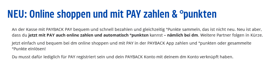 NEU: Online shoppen und mit PAY zahlen & °punkten