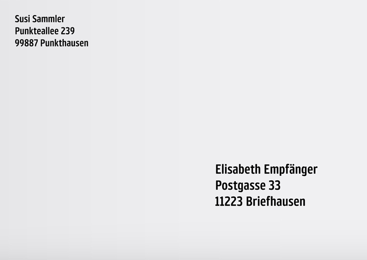 Brief beschriften: Beispiel für einen großen Umschlag ohne Fenster