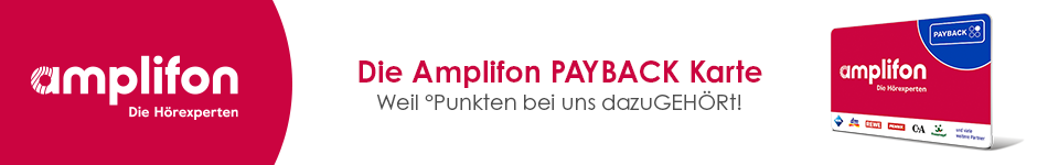 Logo Amplifon Hörexperten und PAYBACK Partnerkarte jetzt bestellen